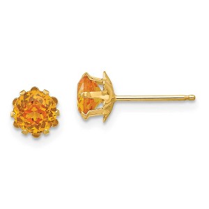 Black Bow Jewelry Kids 5mm Synthetic Citrine Birthstone 14k Yellow Gold Stud Earrings - 1 of 4