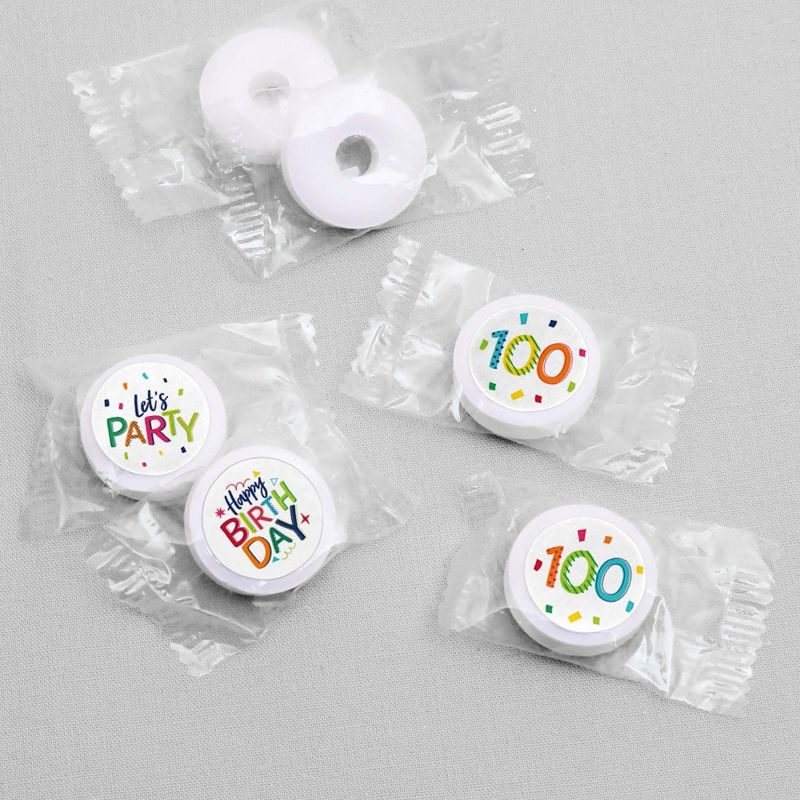 Big Dot of Happiness 100th Birthday Cheerful Happy Birthday - One Hundredth Round Candy Sticker Favors - Labels Fits Chocolate Candy (1 sheet of 108), 3 of 6