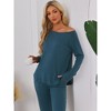 cheibear Women's Sweatshirt Jogger Lounge Set Long Sleeve Knit Round Neck Pajama Tracksuit - 2 of 4
