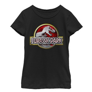 Girl's Jurassic Park Chrome Logo T-Shirt - 1 of 3