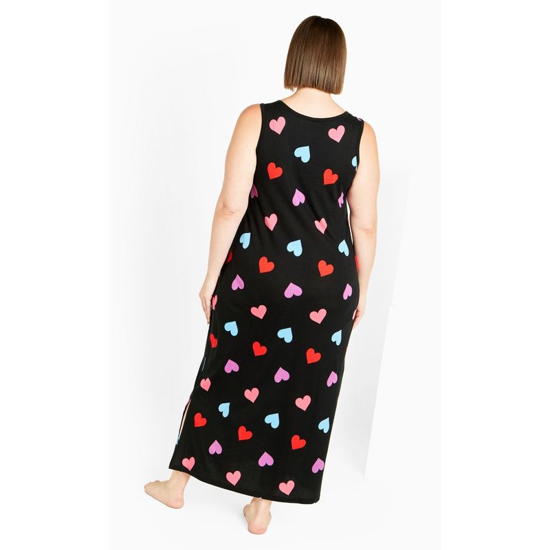 Women's Plus Size Sleep Heart Maxi Dress - Black | AVENUE, 2 of 5