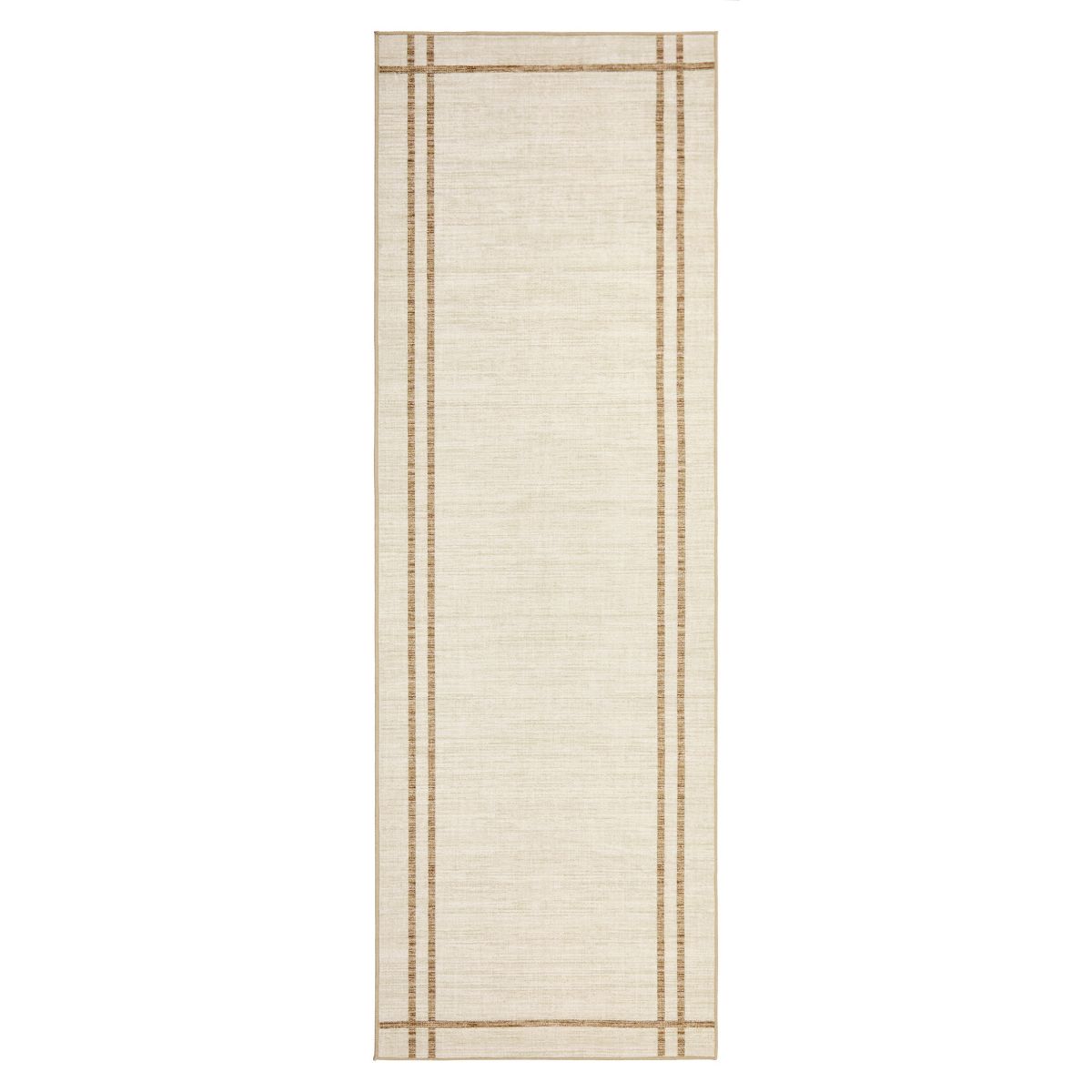 Bordered Washable Area Rug with Non-Slip TPR Backing, Soft Neutral Carpet - thumbnail 5