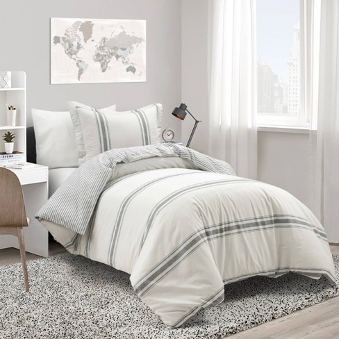 2pc Twin/twin Extra Long Ruched Chevron Comforter Set White - Lush Décor :  Target