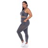 Plus Size Racer Back Sports Bra & Mesh Leggings Set - White Mark - 2 of 4
