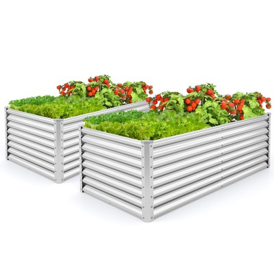 Tangkula 2 PCS Raised Garden Bed Large Metal Planter Box Kit for Vegetable Herb 6' x 3' x 2'