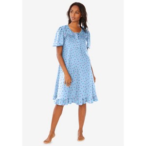 Dreams & Co. Short Floral Print Cotton Gown - 1 of 4
