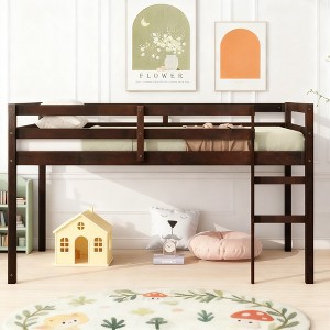 Luxystar Twin Loft Bed with Ladder, Bed Platform of Strengthened Slats for Kids‘ Room and Guest Room - 1 of 4