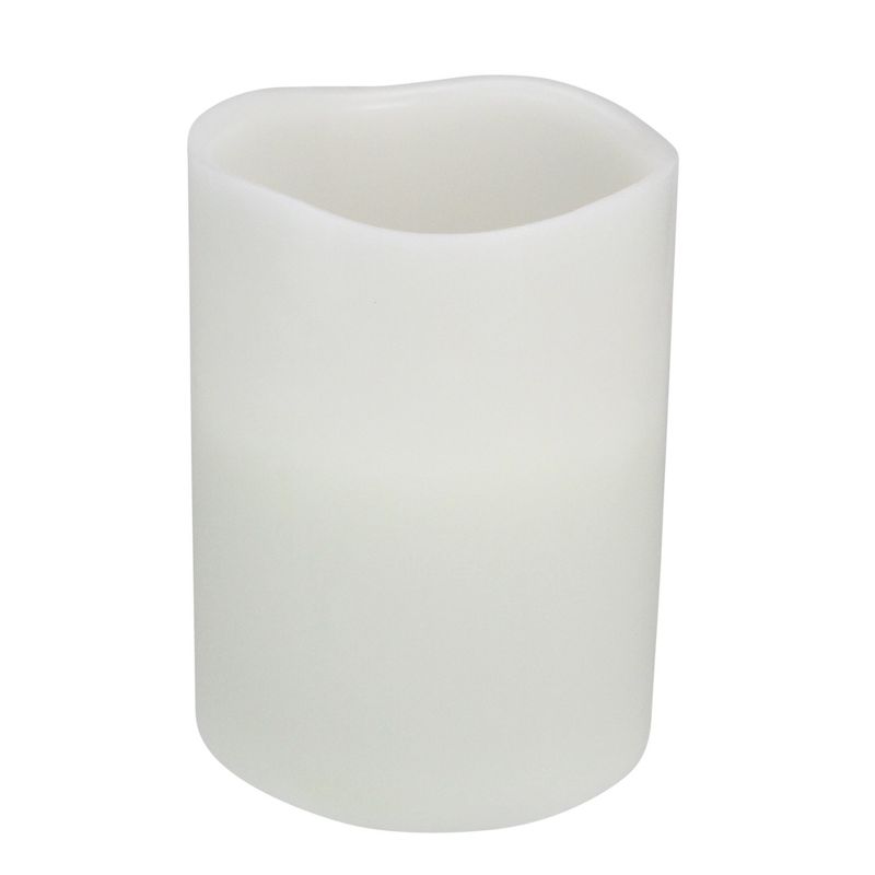 Northlight 8" LED Battery Operated Flameless 3-Wick Flickering Pillar Candle - White, 1 of 4