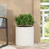 KWPZQEB Fluted Round Planter, Lightweight Concrete Plant Pot, Elegant Planters for Indoor Plants with Drainage Hole for Garden, Patio, Home, White - 3 of 4