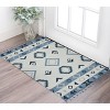 Sky Blue Gray And Black Wool Geometric Flatweave Handmade Area Rug With Fringe - 2 of 4