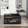 Living Room Coffee Table Storage Drawer Lift Top Open Shelves Charcoal Finish New Style Durable Wooden - 3 of 4