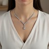 Anna-Kaci Women's Rhinestone Necklace with Teardrop Crystal Pendant and V-Shaped Chain Design - Silver - 4 of 4
