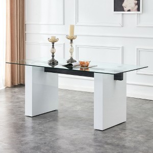 NicBex Dining Table 71" Modern Glass Rectangular Table with MDF Table Legs for Dining Room - 1 of 4