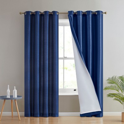 HLC.ME Jefferson Faux Silk Semi Sheer Light Filtering Microfiber Lined Grommet Lightweight Window Curtains, 2 Panels