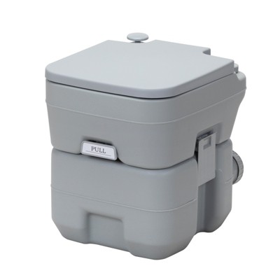 VisioGear Portable Toilet, 5.3 Gallon Flushable Camping Toilet, Sanitary Outdoor Travel Toilet for Tents Campers, Gray, 13.8"*16.3"*16.9"