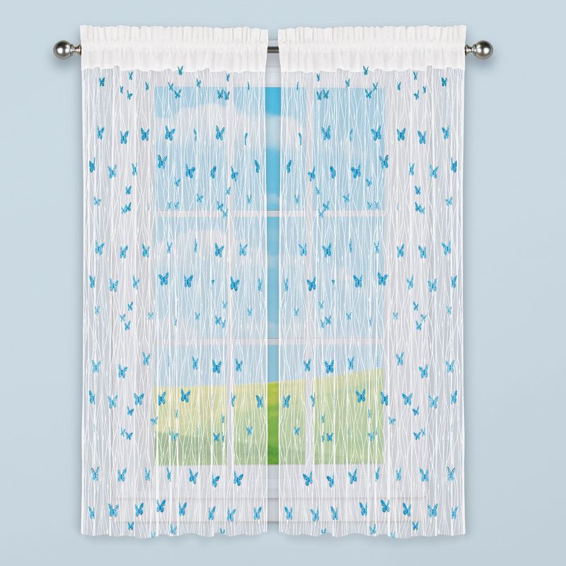 Collections Etc 3D Spring Butterfly Semi-Sheer Curtain Panel, 2 of 4