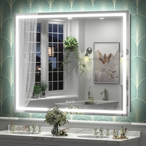 Apmir Super Bright Front & Back LED Lighted Anti-Fog Tempered Glass Bathroom/Vanity Mirror with ETL & 3-Year Warranty - 1 of 4