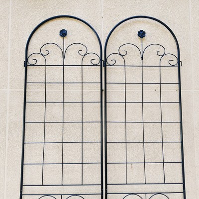 Dolonm 2 Pack Black Metal Garden Trellis for Climbing Plants, 86.7"H x 19.7"W, Rustproof Outdoor Plant Support for Roses, Vines & Vegetables