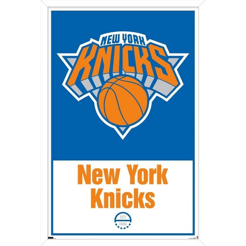 Trends International NBA New York Knicks - Logo 21 Framed Wall Poster  Prints White Framed Version 14.725 x 22.375