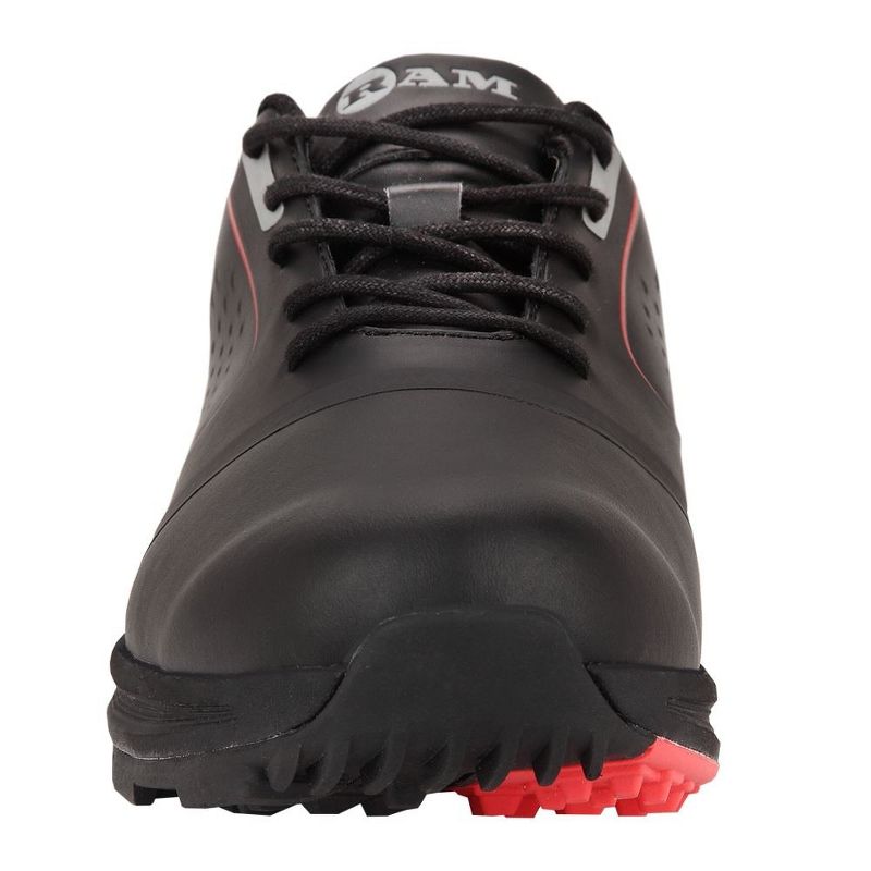 Ram Golf Player Mens Waterproof Golf Shoes Black/Red, 3 of 5