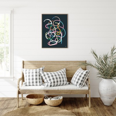 Dan Hobday Abstract Multicolor Beaded Framed Canvas Wall Art