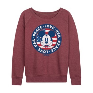 Women's - Disney - Americana Lightweight French Terry Wide Neck Long Sleeve Shirt - 1 of 4