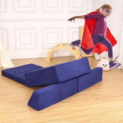 7Pcs Kids Play Couch, Modular Kids Sofa Toddler Couch, Multifunctional Play Couch Convertible Sofa Play Set for Playroom Nursery