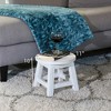 FONTOI Carved Wooden Step Stool with Maple Leaf Pattern, Ottoman Foot Stools for Living Room Bedroom, White, 11"*10"*11" - 3 of 4