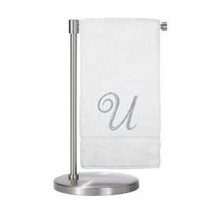 BC BARE COTTON Monogrammed Bath Towel, Personalized Gift, 27 x 54 inches - Set of 1 - White - Silver Script - 1 of 4