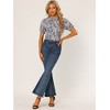 INSPIRE CHIC Women's Ruffled Short Sleeve Floral Mock Neck Summer Top - 3 of 4