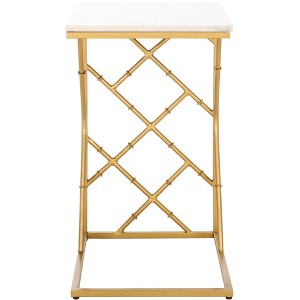 Keston Marble C-Table - White Marble/Gold - Safavieh - 1 of 4