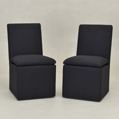 KINWELL 21"W Performance Fabric Dining Chair with Casters (Set of 2)