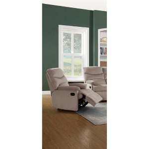 Velvet Upholstered Motion Recliner Chair with Tufted Back, Plush Armrest, Plush Headrest and Manual Motion, Contemporary Style - 1 of 4