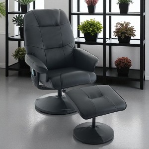 Mshliw Massage Recliner Office Chair with Ottoman, PU Leather Swivel Chair with Heat, 5-Mode Vibration and 140° Adjustable Backrest - 1 of 4