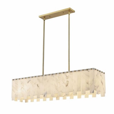 Viviana Contemporary 7-Light Linear Chandelier in Rubbed Brass