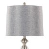LumiSource (Set of 2) Ashland 27" Contemporary Metal Table Lamps Brushed Nickel with Gray Textured Linen Shade from Grandview Gallery: UL Listed - 4 of 4