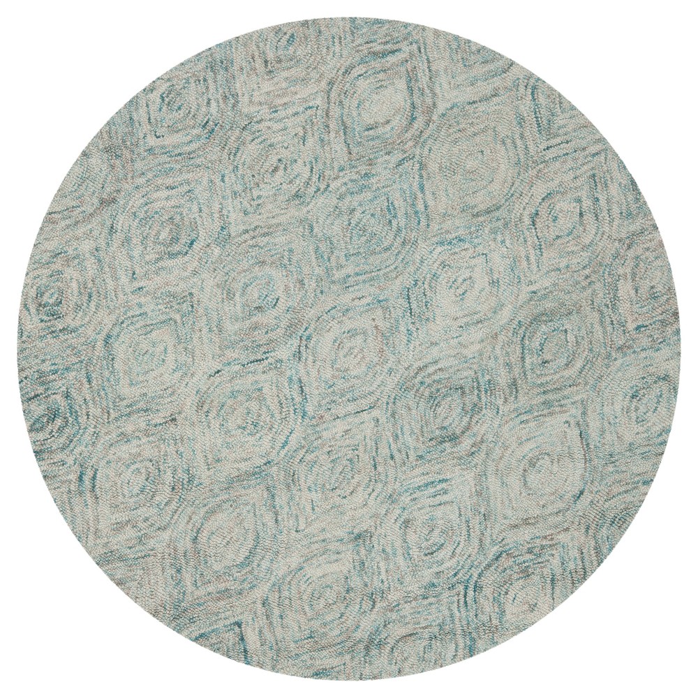 Ivory/Sea Blue Geometric Tufted Round Area Rug - (8' Round) - Safavieh