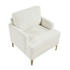 Chenille Fabric Upholstery Plywood Metal Modern Comfort Accent Chair with Foam Padding, Reversible Cushions, Removable Cover and Gold Finish Legs - 4 of 4