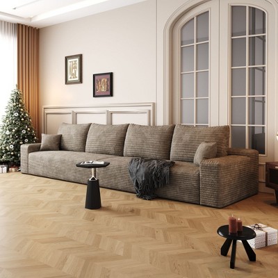 140" Cloud Sectional Couch,Modern Modular Sofa with Deep Seat, Upholstered Couches,Camel(Plush Corduroy Fabric)