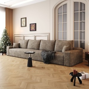 140" Cloud Sectional Couch,Modern Modular Sofa with Deep Seat, Upholstered Couches,Camel(Plush Corduroy Fabric) - 1 of 4