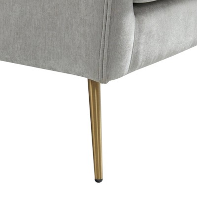 Mid-Century Modern Gray Wood Accent Chair with Gold Legs
