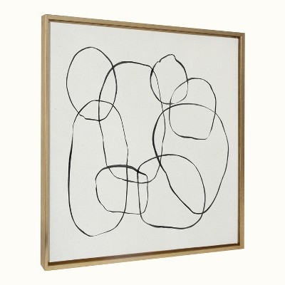 30" x 30" Bright Gold Framed Abstract Canvas Art