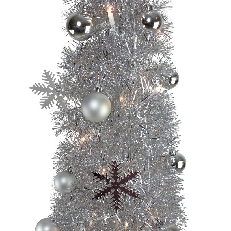 Northlight 6' Pre-Lit Silver Pre-Decorated Pop-Up Artificial Christmas Tree, 3 of 6
