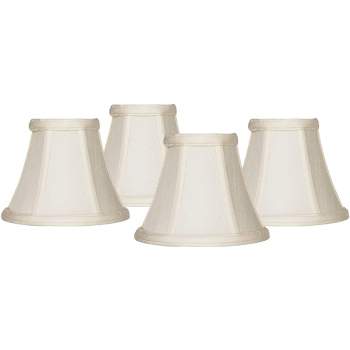 Imperial Shade Set of 4 Hardback Bell Lamp Shades Evaline Cream Small 3" Top x 6" Bottom x 5" High Candelabra Clip-On Fitting