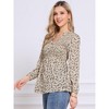 INSPIRE CHIC Women's V Neck Long Sleeves Ruffled Casual Smocked Tunic Tops - 4 of 4