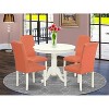 Round Dining Set 5pc - 36" Table & 4 Chairs - Pink Flamingo Linen White - Modern Kitchen Set - 2 of 4
