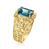 Ross-Simons 3.80 Carat London Blue Topaz Scrollwork Ring in 18kt Gold Over Sterling - 3 of 4