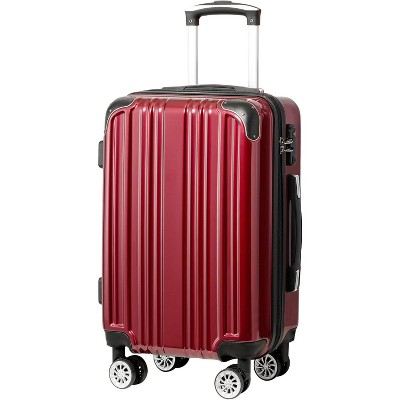 Coolife Luggage,Suitcase PC+ABS Spinner 20in  Carry on (wine wind new, S(20in)_carry on)