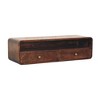 Solid Wood Floating 2-Drawer Console Table with Large Open Shelf and Curved Design - 3 of 4