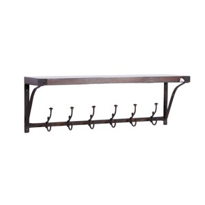 13"x39" Wood 6 Hanger Wall Hook Brown - Olivia & May: Entryway Organizer, No Assembly Required - 1 of 4